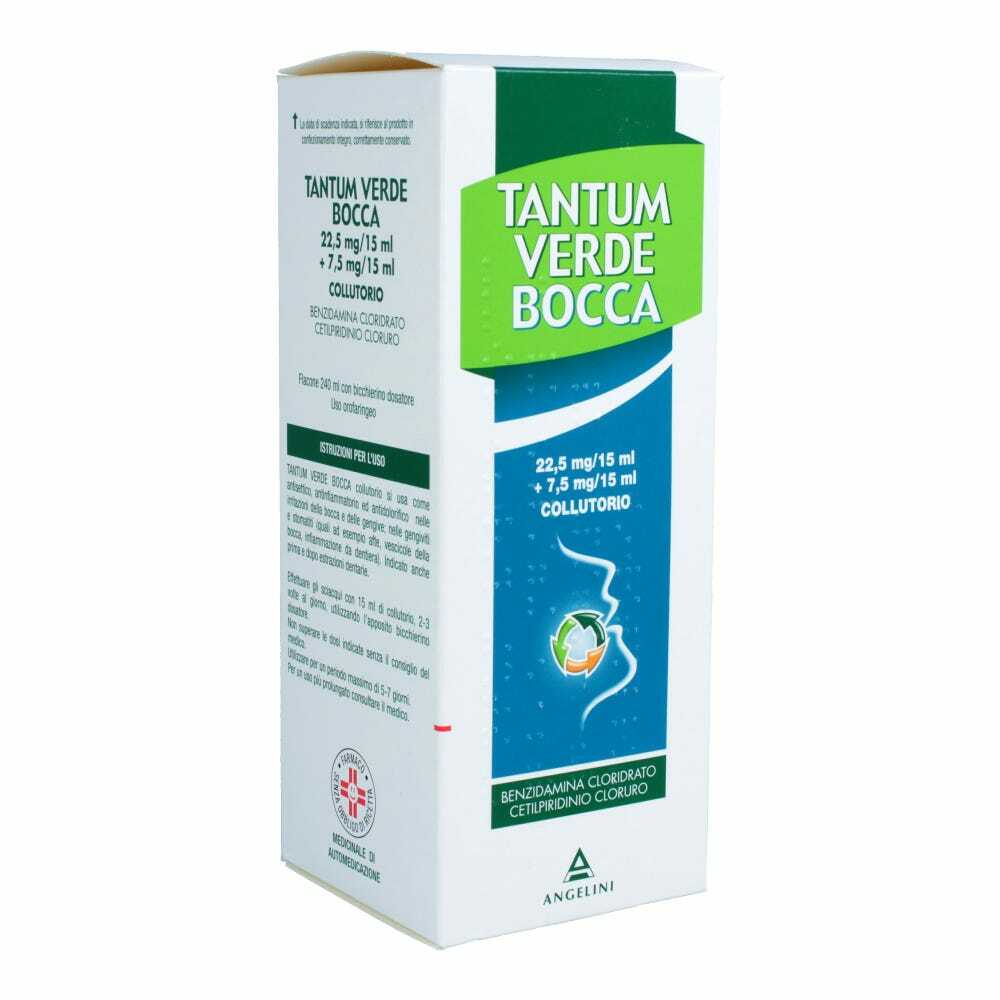 TANTUM VERDE BOCCA*collutorio 240 ml 22,5 mg/15 ml + 7,5 mg/15 ml
