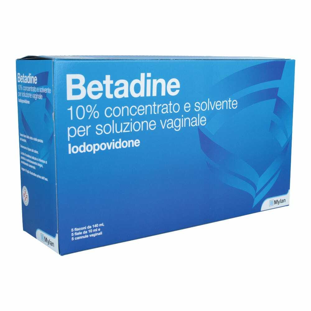 BETADINE*soluz vag 5 flaconi + 5 fiale 10 ml 10% + 5 cannule