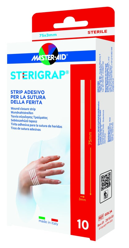 MASTER-AID STERIGRAP STRIP ADESIVO SUTURA FERITE 75X3 MM 10PEZZI