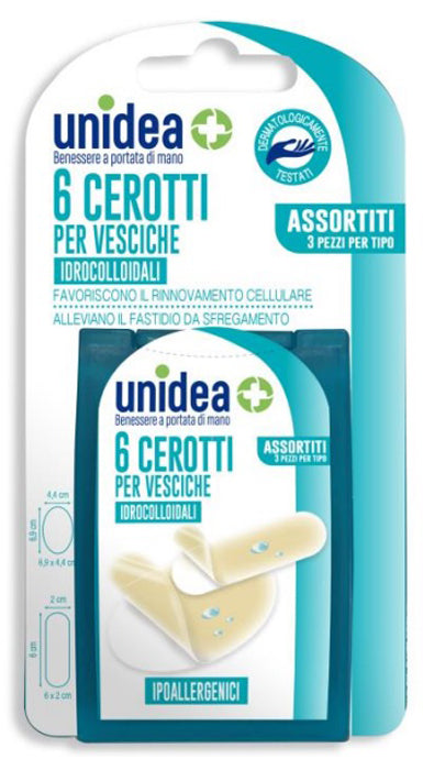 CEROTTO IDROCOLLOIDALE ASSORTITI UNIDEA PER VESCICHE 6 PEZZI